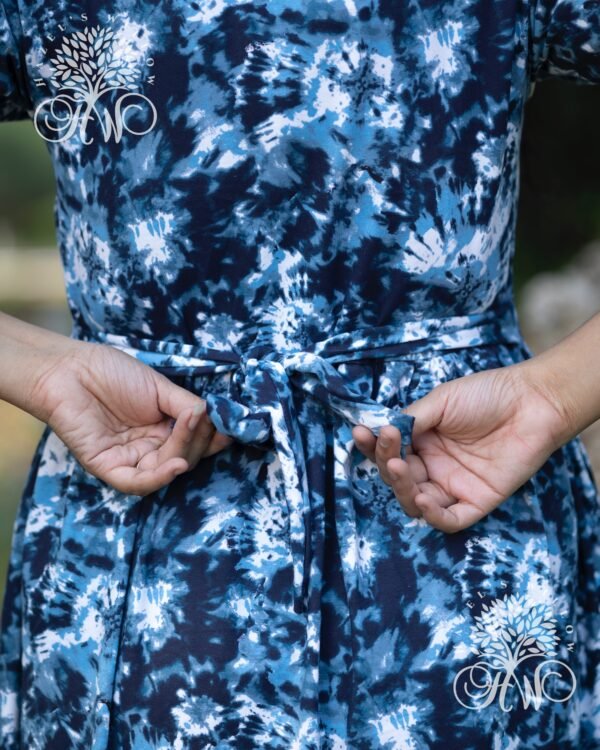 Navy and White Tie and Dye Zipless Maternity Loungewear – Soft Cotton Blend | Nursing-Friendly | Stylish Comfort for Motherhood - Image 2