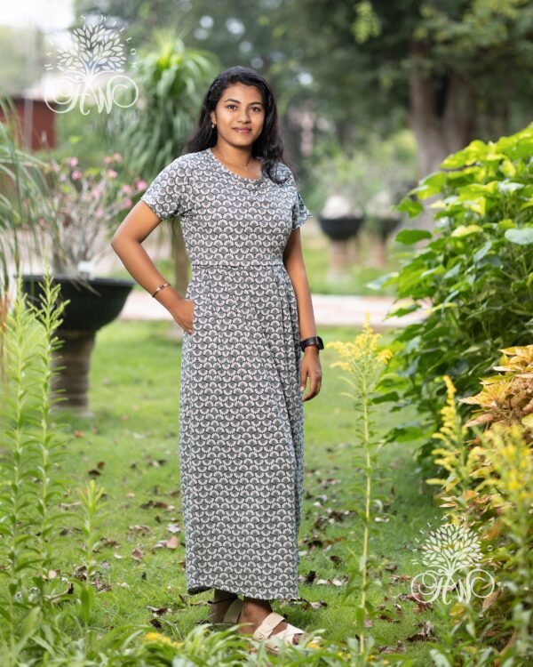 Dark Green and Wild White Leaves Zipless Maternity Loungewear - Image 5