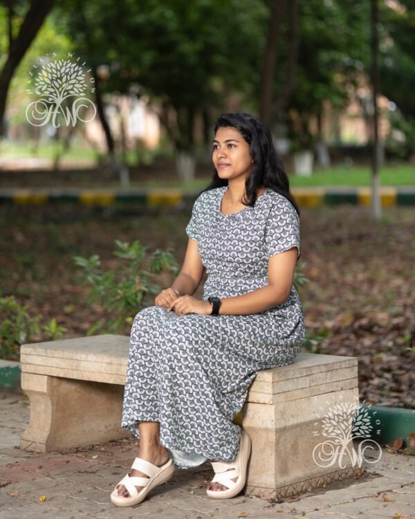 Dark Green and Wild White Leaves Zipless Maternity Loungewear - Image 6