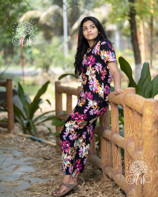 Black Dew Flora Loungewear Co-ord Set - Image 3