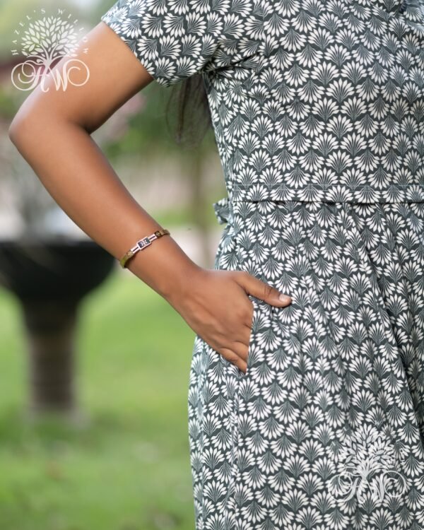 Dark Green and Wild White Leaves Zipless Maternity Loungewear - Image 2