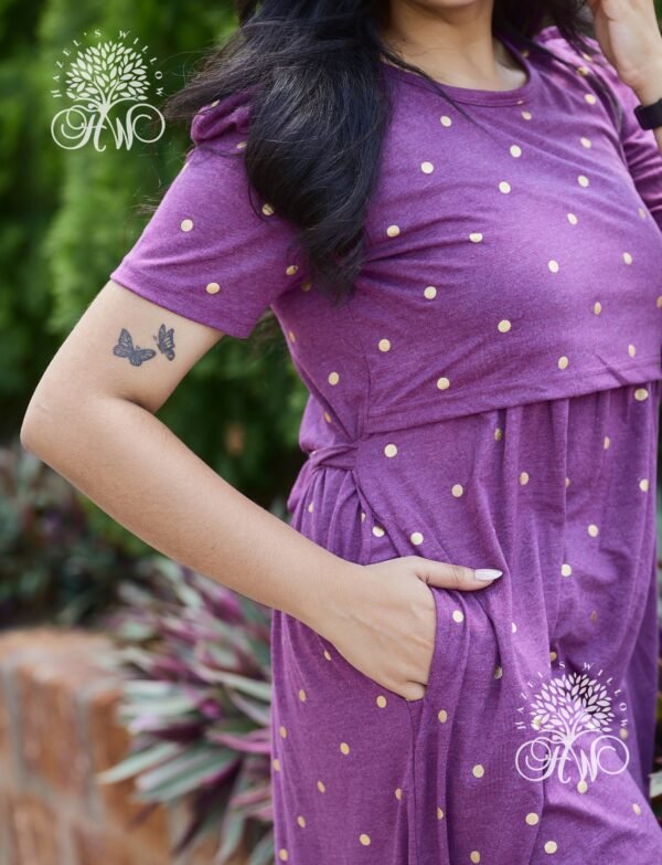 Purple Dots Zipless Maternity Loungewear - Image 6