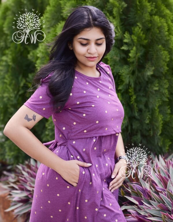 Purple Dots Zipless Maternity Loungewear - Image 4