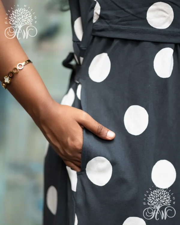 Dark Grey Polka Zipless Maternity Loungewear - Image 3