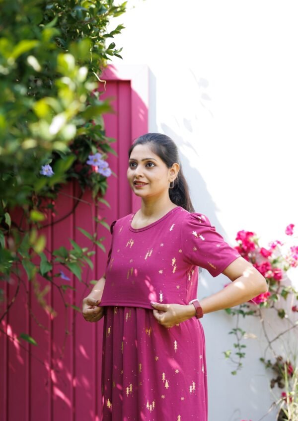 Purple Wine Zipless Maternity Loungewear - Image 6