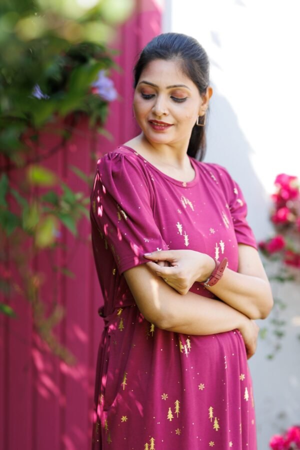 Purple Wine Zipless Maternity Loungewear - Image 4
