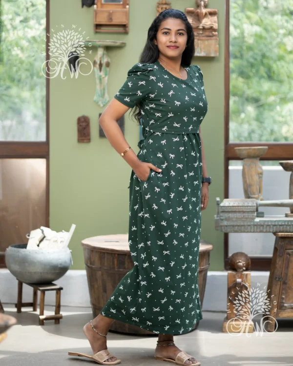 Green Bow Zipless Maternity Loungewear - Image 2