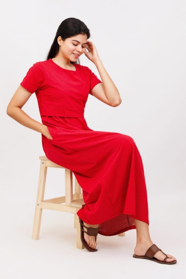 Strawberry Red Zipless Maternity Loungewear - Image 7
