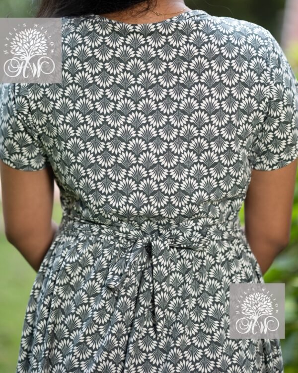 Dark Green and Wild White Leaves Zipless Maternity Loungewear - Image 3