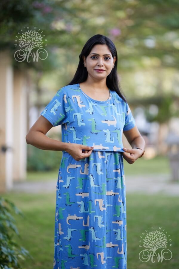Blue Dino Zipless Maternity Loungewear - Image 3