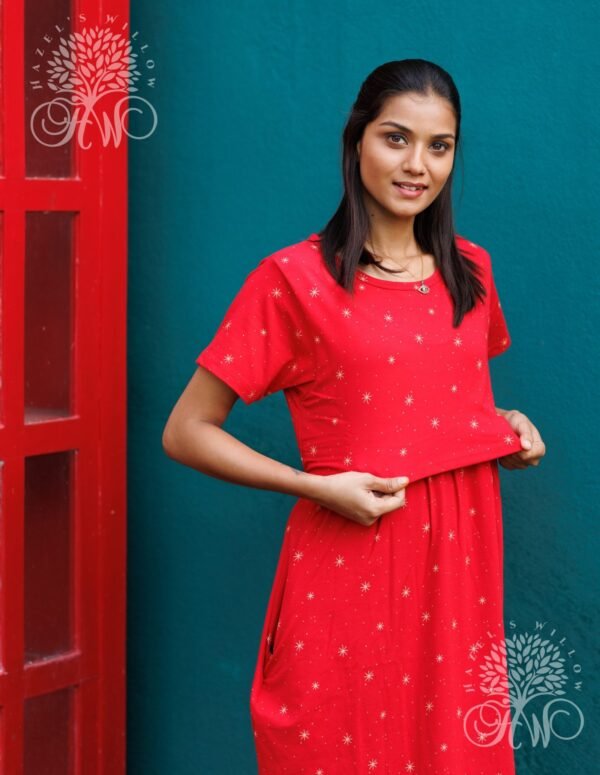 Crimson Red Zipless Maternity Loungewear  (Full Length)