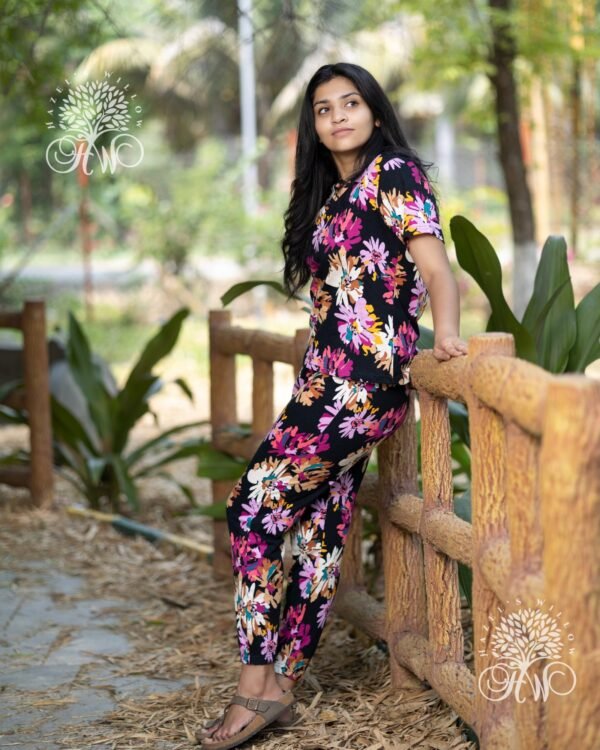Black Dew Flora Loungewear Co-ord Set - Image 3