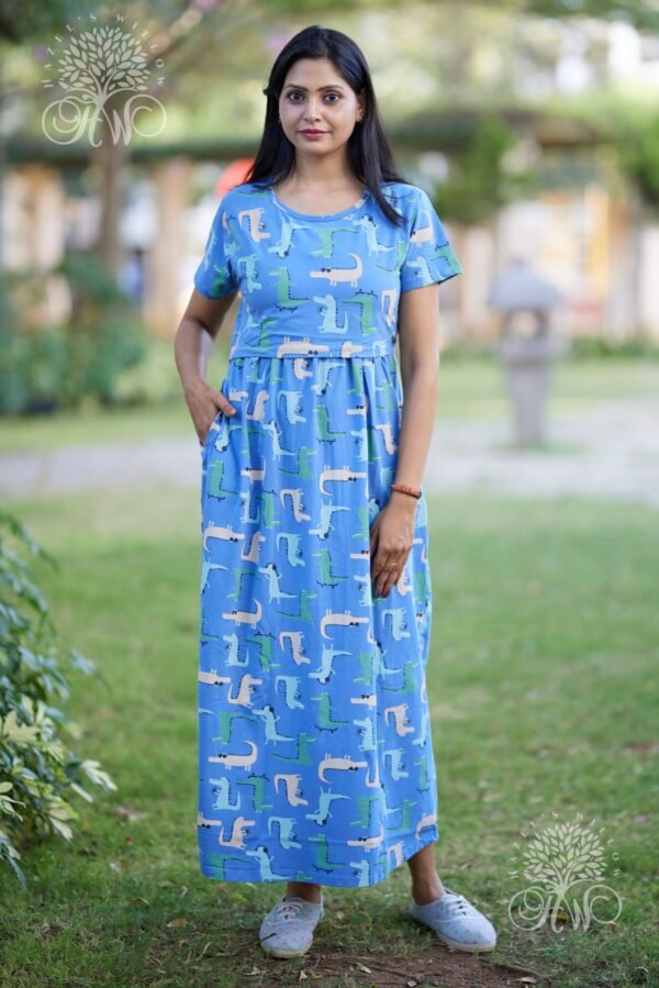 Blue Dino Zipless Maternity Loungewear