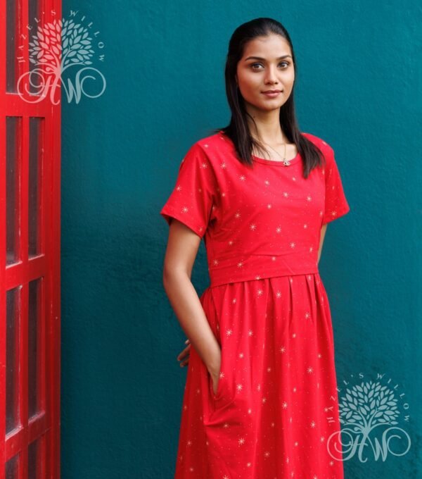 Crimson Red Zipless Maternity Loungewear  (Full Length) - Image 3