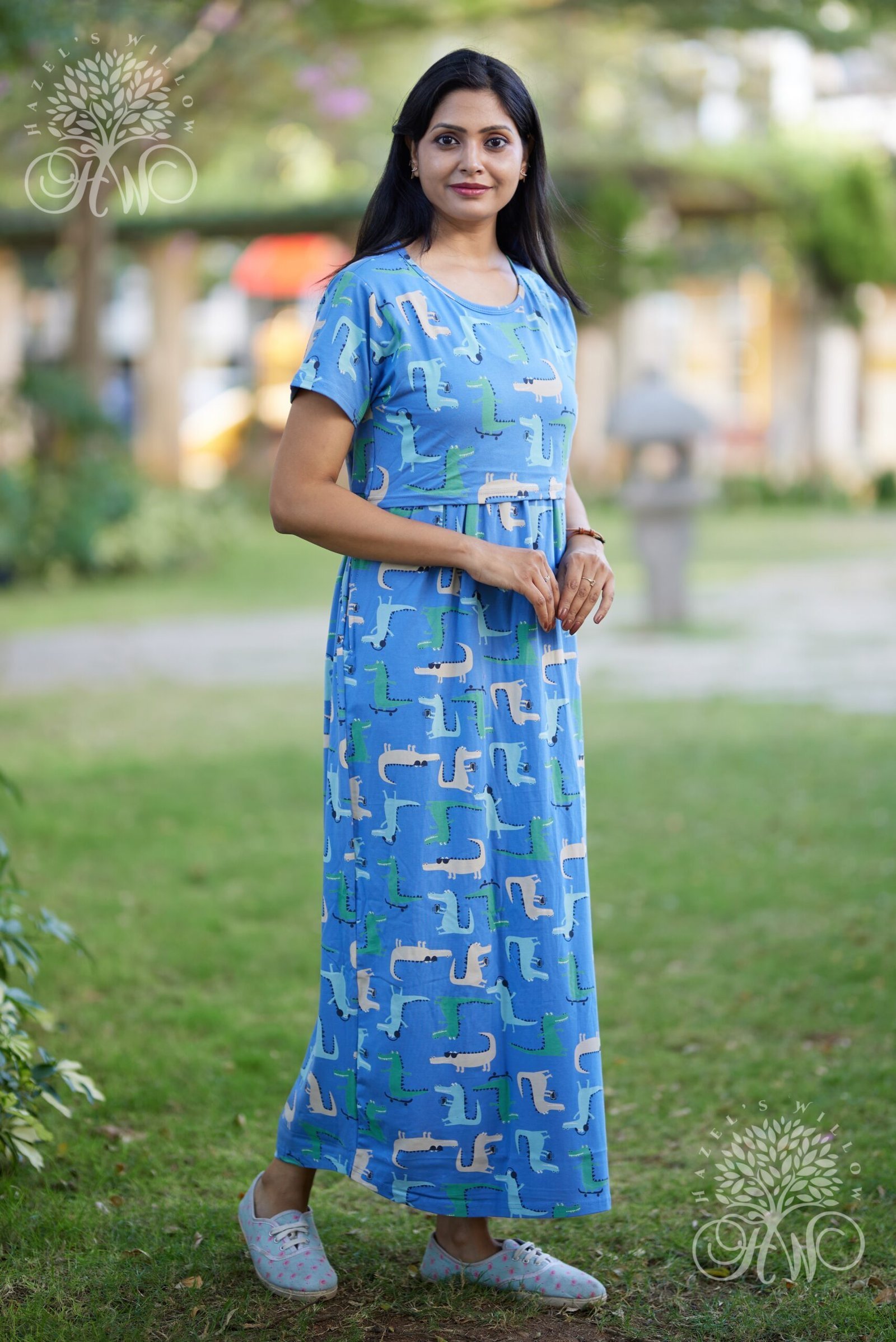 Blue Dino Zipless Maternity Loungewear