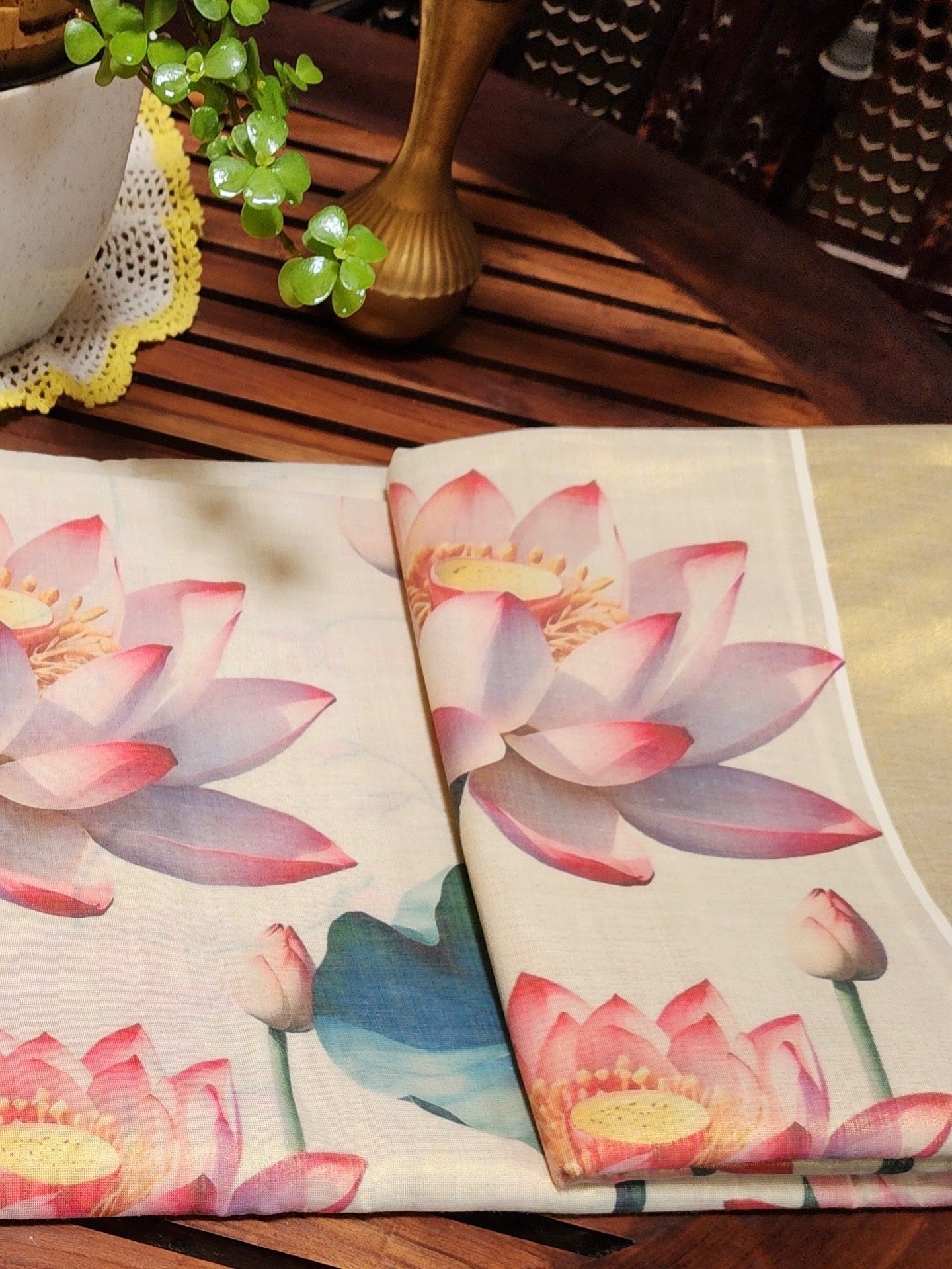 The Lotus Kasavu Saree