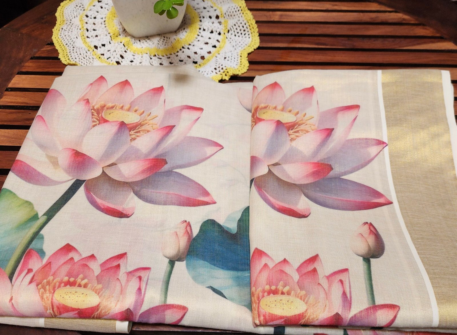 The Lotus Kasavu Saree