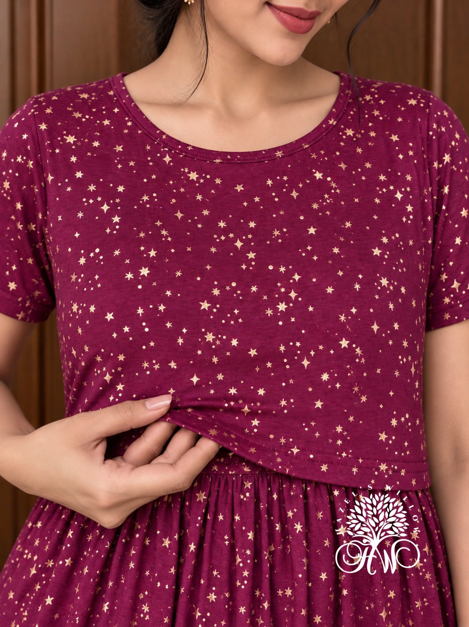 Purple Wine Sparks Zipless Maternity Wear