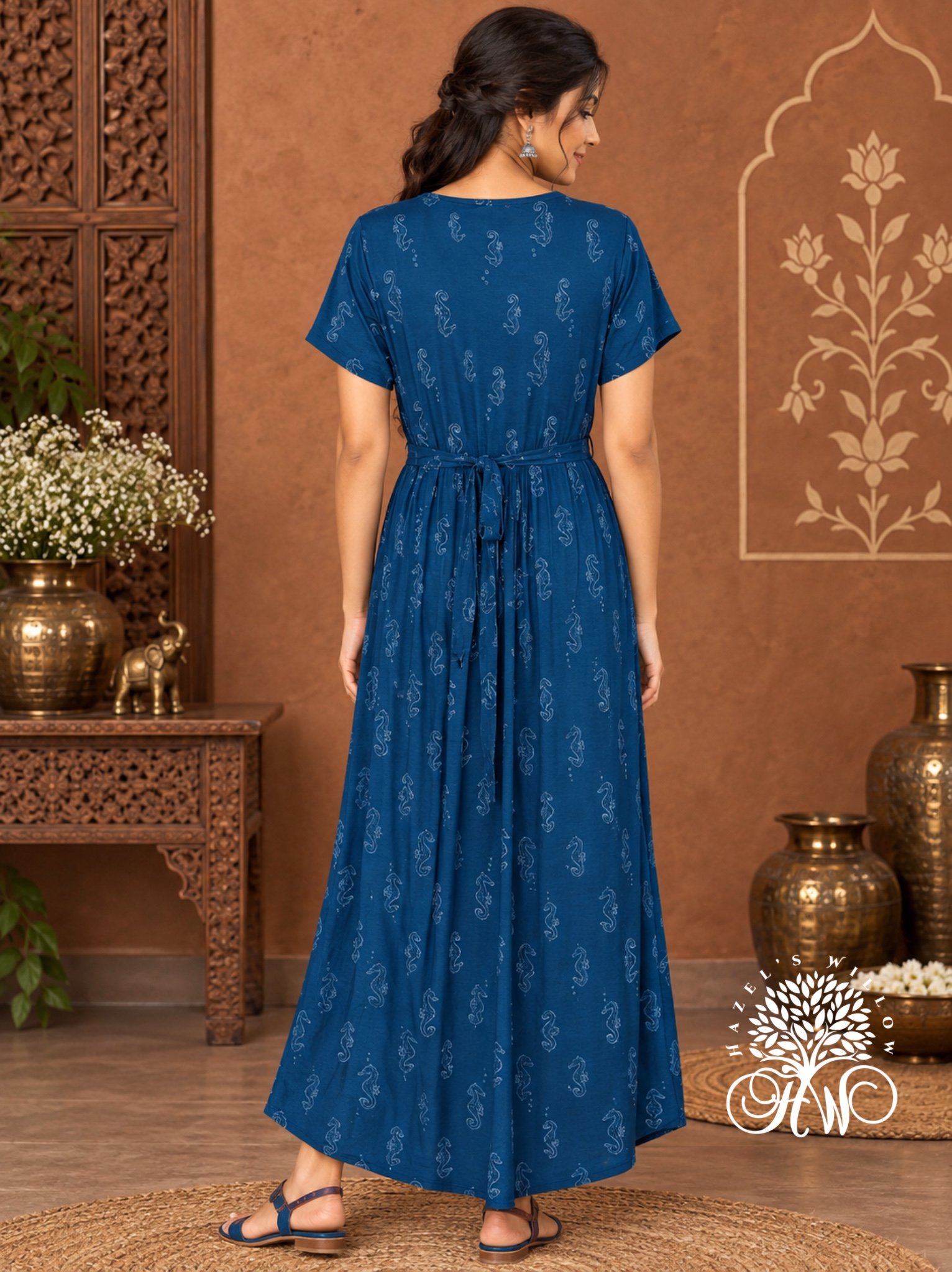 Teal Sea Horse Zipless Maternity Wear