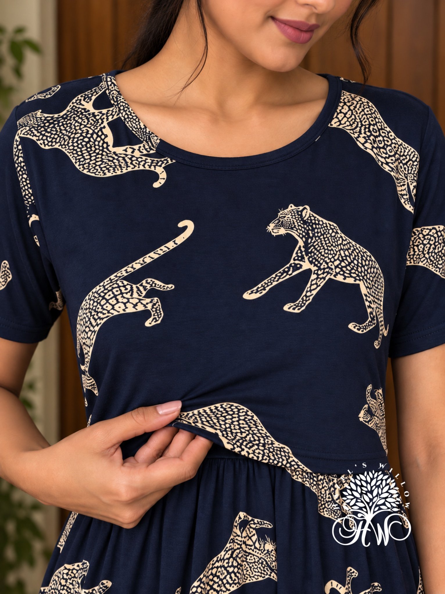 Navy Panther Zipless Maternity Wear