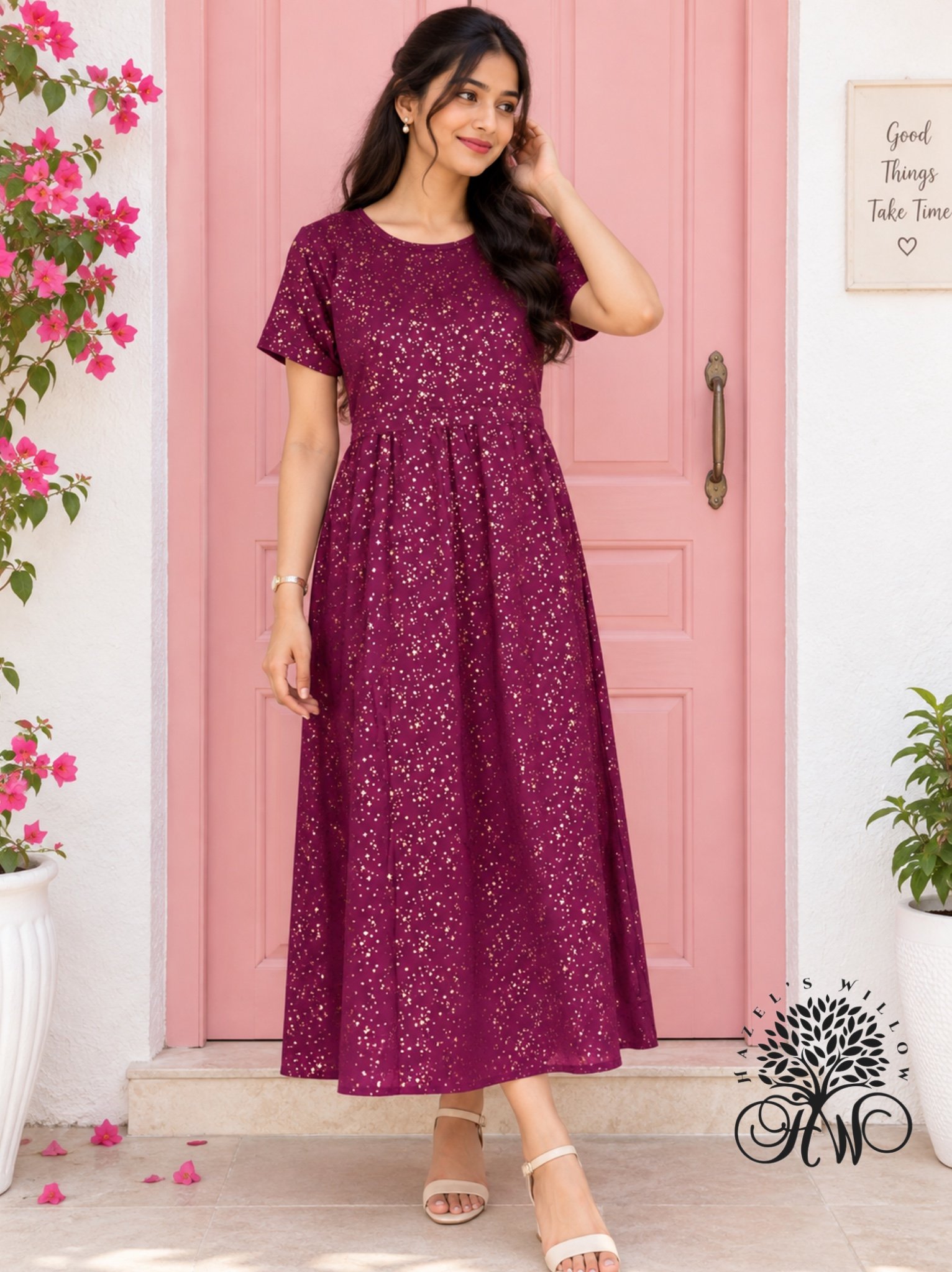 Purple Wine Sparks Zipless Maternity Wear
